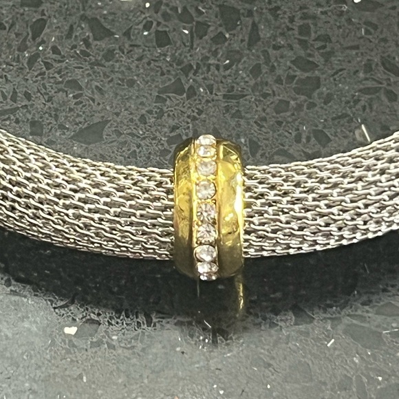 2-Tone Gold Silver Mesh Crystal Bling necklace - Picture 4 of 4